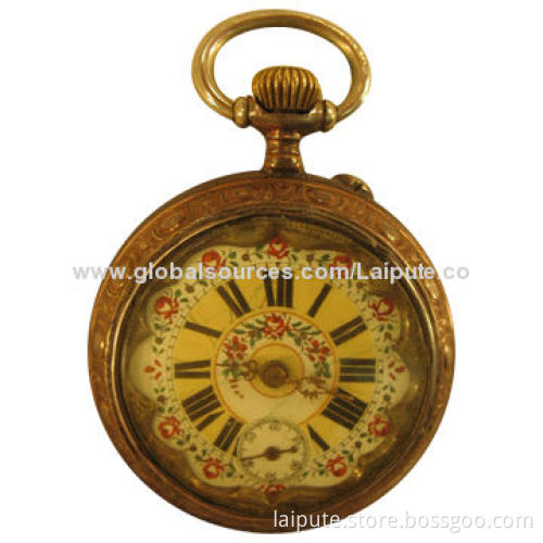Unusual Ornate Antique Pocket Watch, 800 Silver with Scenic Engraving on Back